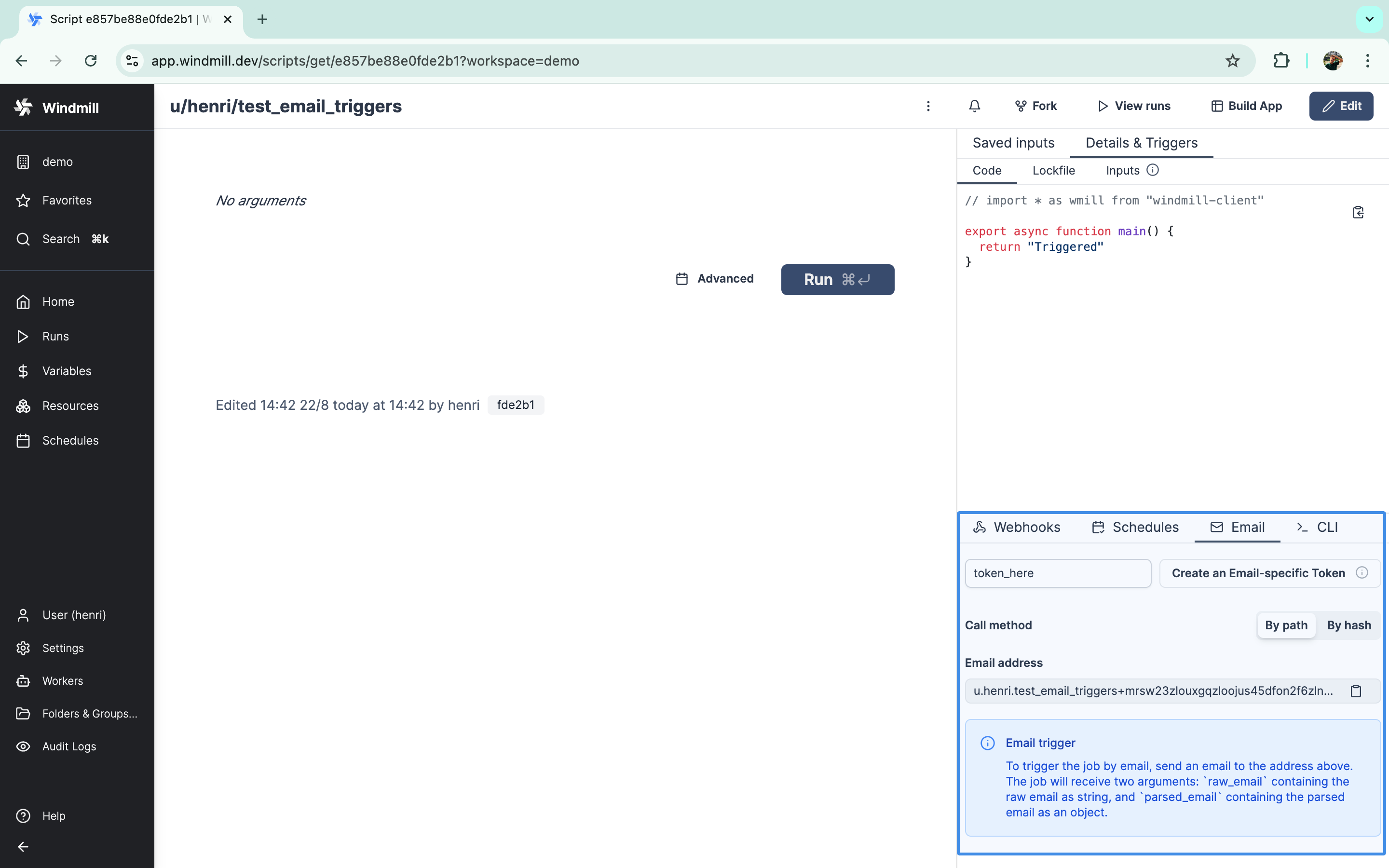Trigger panel Trigger panel